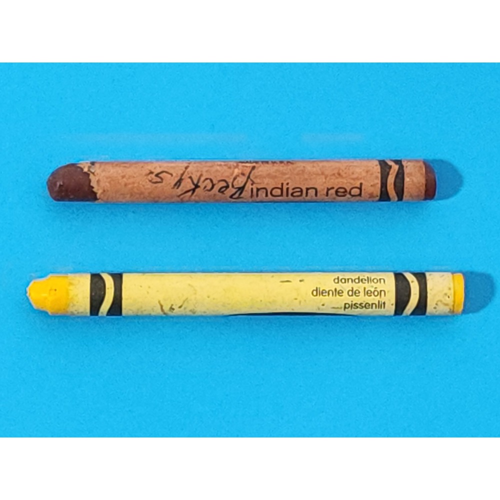Crayola Discontinued Crayon Indian Red & Dandelion Used Retired Vintage - Picture 2 of 4